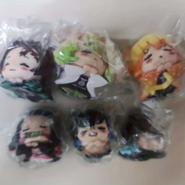 6pcs 4CM Demon Slayer action figures Sleep Q Cat Ear Version Anime Figure - Image 7
