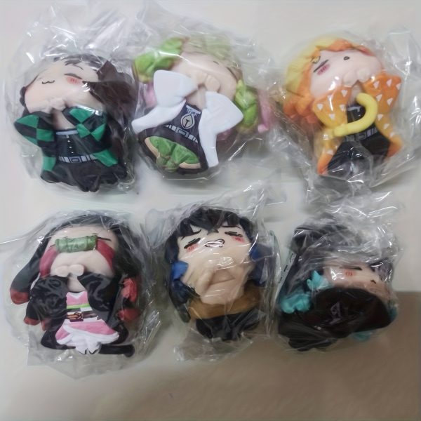 6pcs 4CM Demon Slayer action figures Sleep Q Cat Ear Version Anime Figure - Image 6