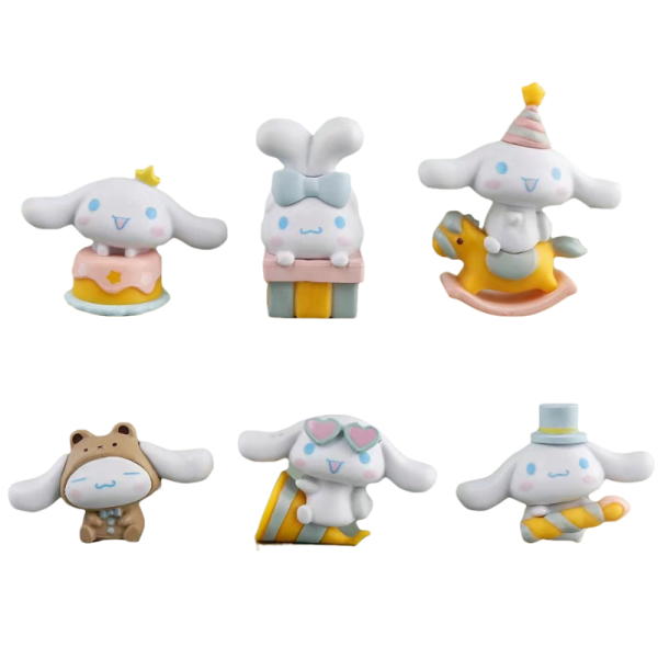 6pcs 6cm Sanrio Yugui Dog action figures set Party Big Ear Dog Pudding Dog Yugui Dog COS Unicorn Action Figures