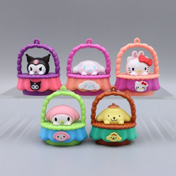6pcs 5cm Sanrio Creative Basket Baby Sanrio Kuremirumimele figurines Kaidi Yugui Dog PVC Figure - Image 2