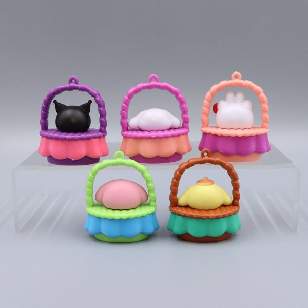 6pcs 5cm Sanrio Creative Basket Baby Sanrio Kuremirumimele figurines Kaidi Yugui Dog PVC Figure - Image 3