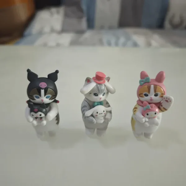 6pcs Sanrio Shark Cat Cosplay My Melody Kuromi Cinnamoroll Kitty Model Figurine Toy - Image 13