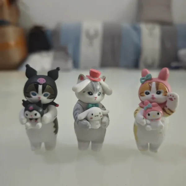 6pcs Sanrio Shark Cat Cosplay My Melody Kuromi Cinnamoroll Kitty Model Figurine Toy - Image 12
