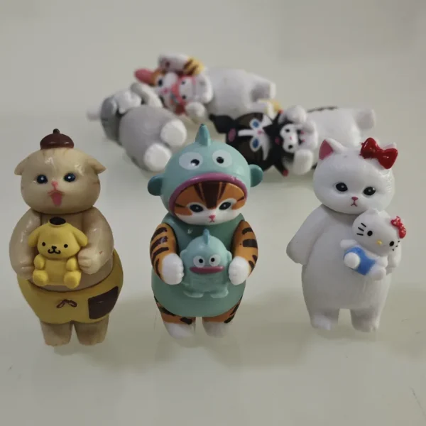 6pcs Sanrio Shark Cat Cosplay My Melody Kuromi Cinnamoroll Kitty Model Figurine Toy - Image 2