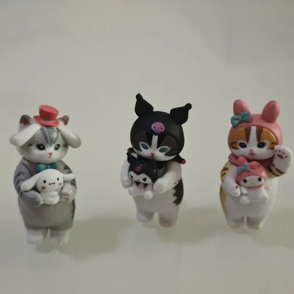 6pcs Sanrio Shark Cat Cosplay My Melody Kuromi Cinnamoroll Kitty Model Figurine Toy - Image 8