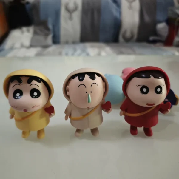 6PCS Kasukabe Defense Force Q Version Crayon Shin-chan Raincoat Figures Cute Cartoon Model Toys - Image 4
