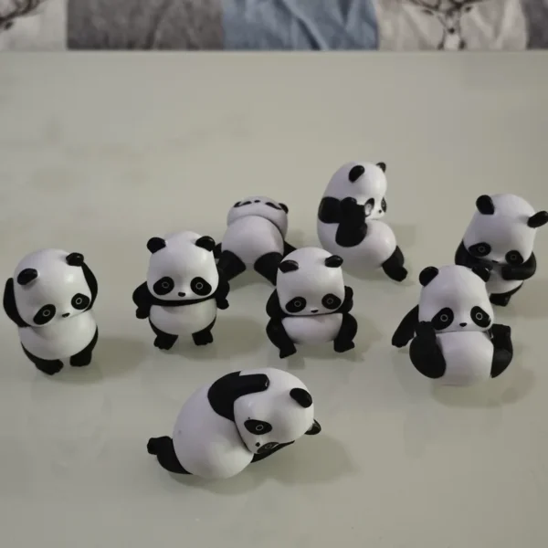 8PCS Cute Panda Motion Cartoon Panda Figures Car Dashboard Ornaments Model Toys - Image 4