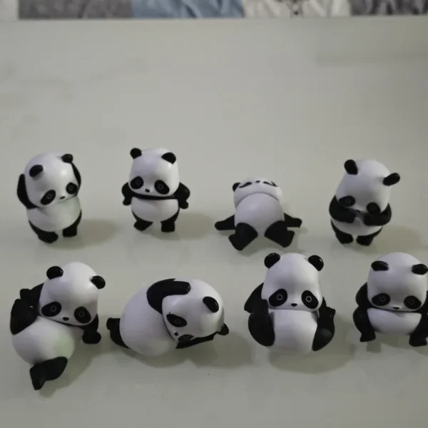 8PCS Cute Panda Motion Cartoon Panda Figures Car Dashboard Ornaments Model Toys - Image 7