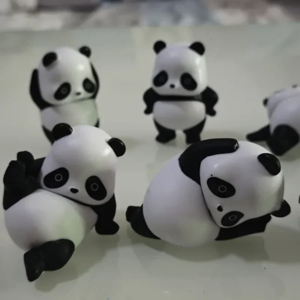 8PCS Cute Panda Motion Cartoon Panda Figures Car Dashboard Ornaments Model Toys - Image 2