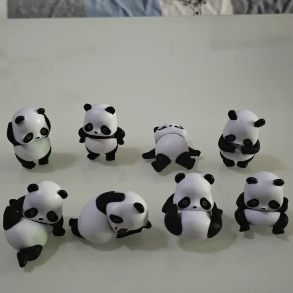 8PCS Cute Panda Motion Cartoon Panda Figures Car Dashboard Ornaments Model Toys - Image 3