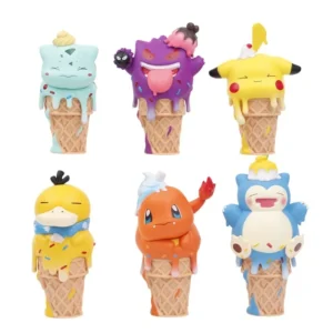 6pcs Ice Cream Cone Pokémon Figures Pikachu Bulbasaur Psyduck Cute Anime Toy Models Collectible Ornaments