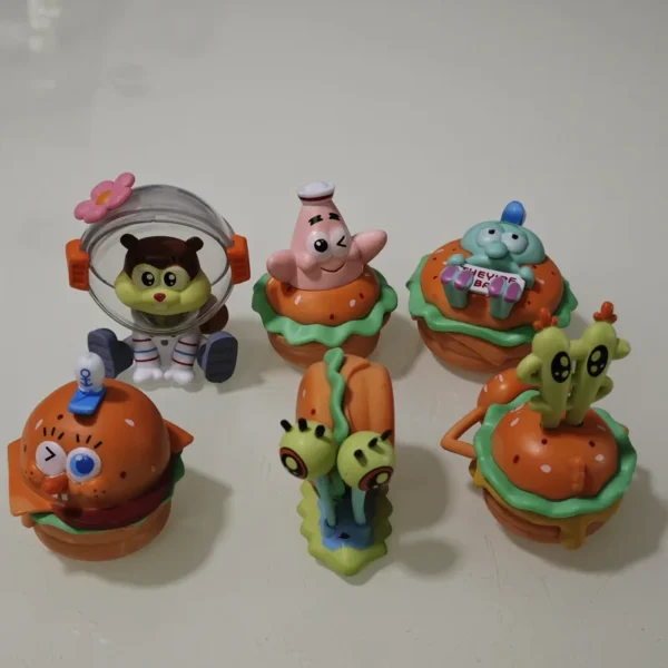 6PCS Spongebob Patrick Squidward Burger Figures Anime Toy Set - Image 2