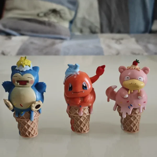 6pcs Ice Cream Cone Pokémon Figures Pikachu Bulbasaur Psyduck Cute Anime Toy Models Collectible Ornaments - Image 7