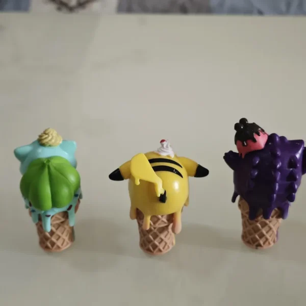 6pcs Ice Cream Cone Pokémon Figures Pikachu Bulbasaur Psyduck Cute Anime Toy Models Collectible Ornaments - Image 5