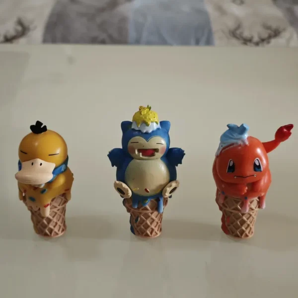 6pcs Ice Cream Cone Pokémon Figures Pikachu Bulbasaur Psyduck Cute Anime Toy Models Collectible Ornaments - Image 4