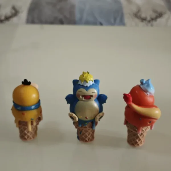 6pcs Ice Cream Cone Pokémon Figures Pikachu Bulbasaur Psyduck Cute Anime Toy Models Collectible Ornaments - Image 3