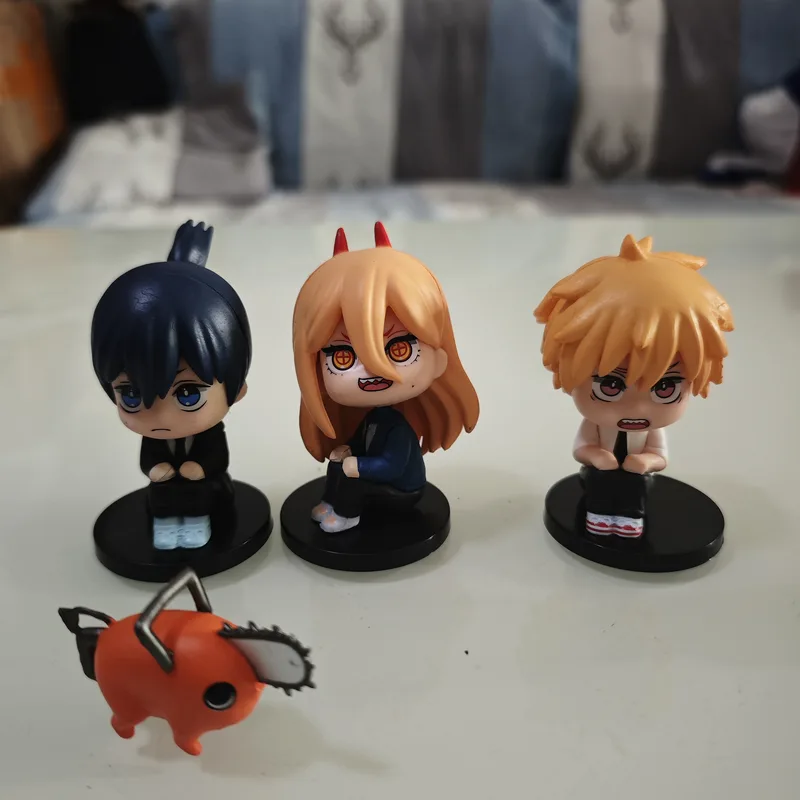 5pcs Chainsaw Man Figures Squatting Denji Power Car Dashboard Ornaments Q Version Anime Model Toys - Image 7