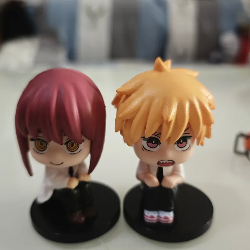 5pcs Chainsaw Man Figures Squatting Denji Power Car Dashboard Ornaments Q Version Anime Model Toys - Image 6