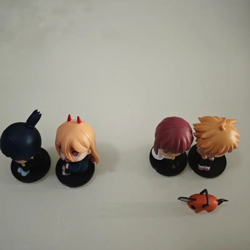 5pcs Chainsaw Man Figures Squatting Denji Power Car Dashboard Ornaments Q Version Anime Model Toys - Image 4