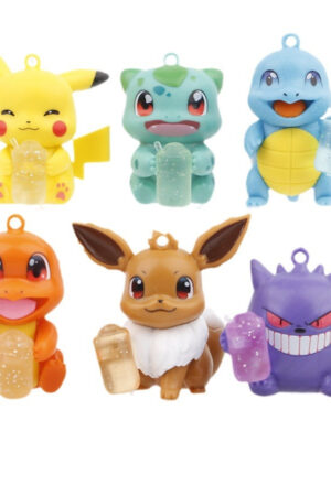 6pcs Pokemon baby bottle Pikachu, Gengar Action Figure Keychain TOY