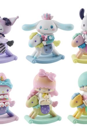 6pcs Sanrio Horse Riding My Little Pony Cos Horse Melody Action Figure Cinnamoroll Kuromi Toy Dolls