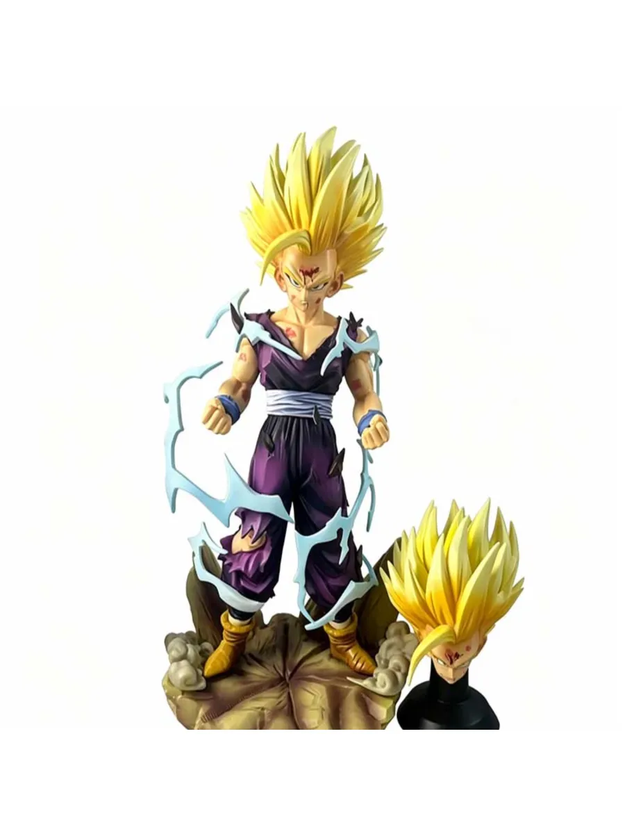 Dragon Ball Super Saiyan Gohan SS2 Battle Damaged Dual Head Statue Anime Figure Model