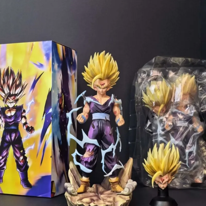 Dragon Ball Super Saiyan Gohan SS2 Battle Damaged Dual Head Statue Anime Figure Model - Image 3