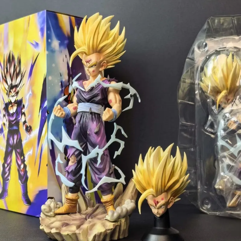 Dragon Ball Super Saiyan Gohan SS2 Battle Damaged Dual Head Statue Anime Figure Model - Image 7