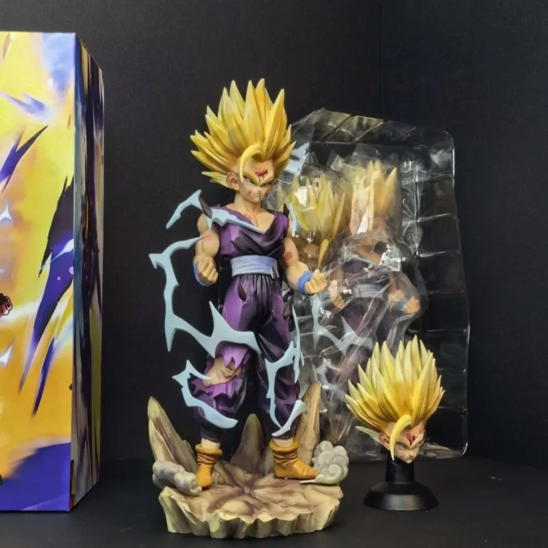 Dragon Ball Super Saiyan Gohan SS2 Battle Damaged Dual Head Statue Anime Figure Model - Image 6