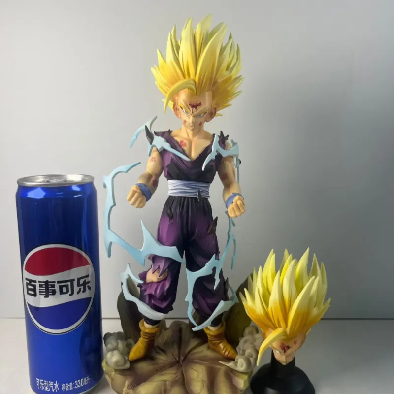 Dragon Ball Super Saiyan Gohan SS2 Battle Damaged Dual Head Statue Anime Figure Model - Image 4
