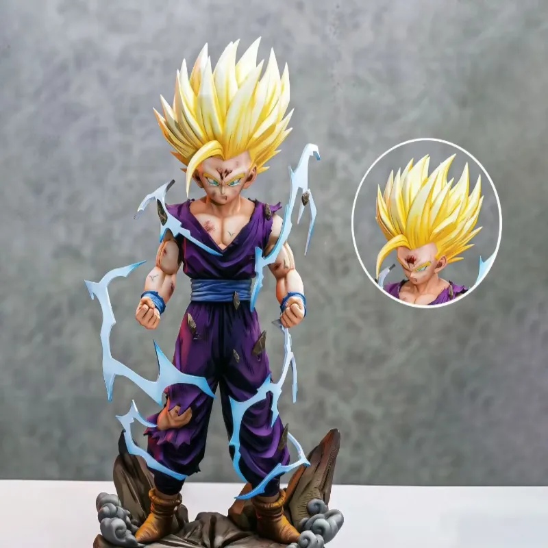 Dragon Ball Super Saiyan Gohan SS2 Battle Damaged Dual Head Statue Anime Figure Model - Image 2